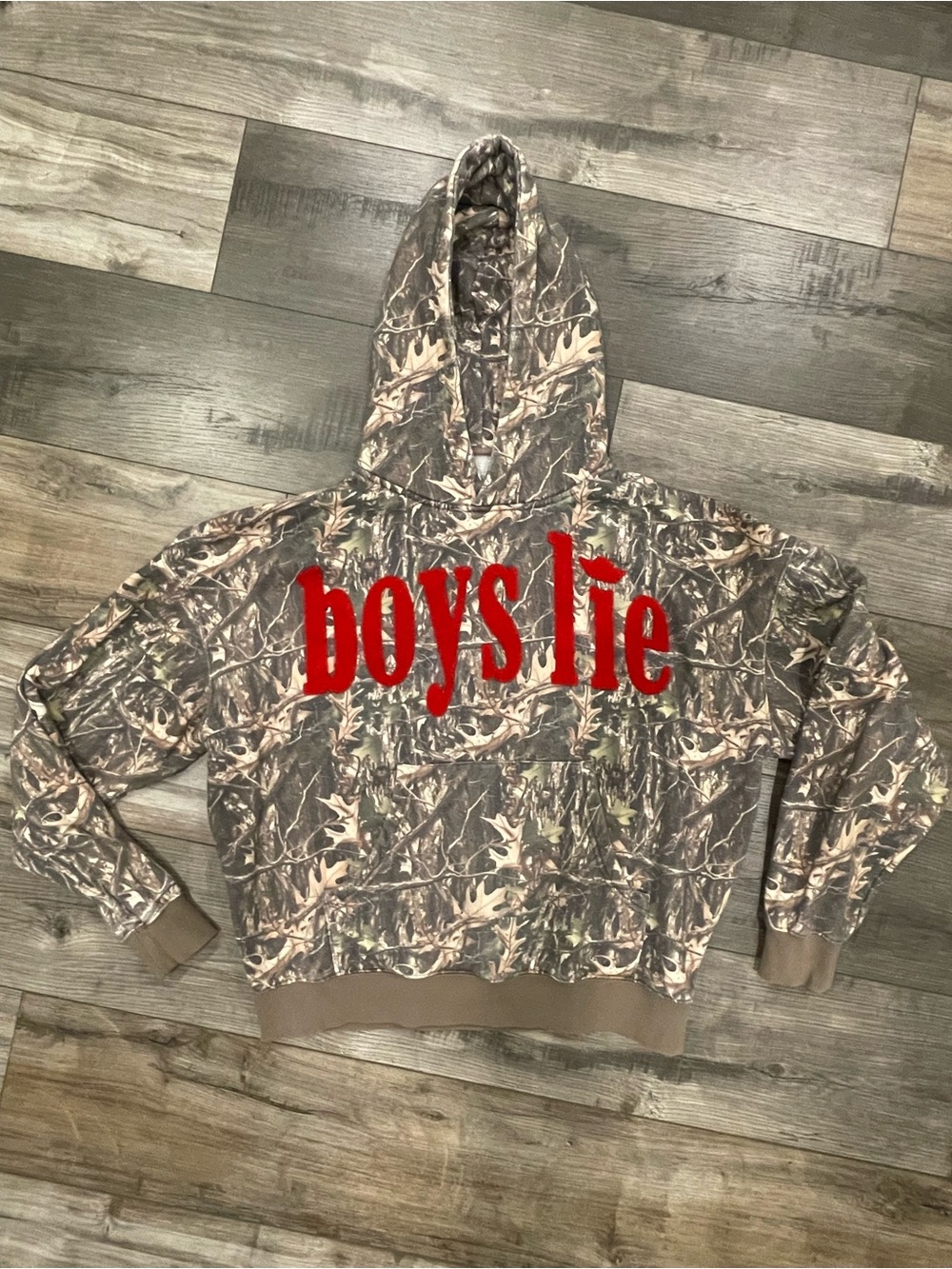 Boys Lie Camo Hoodie Red Letters Size M/L